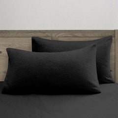 Teddy Fleece Pillowcase Pair Warm & Cosy Bedding Cover Only - Beach Stone