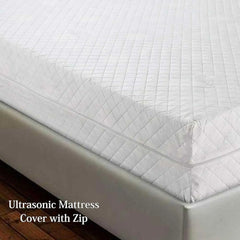 Full Zipped Quilted Mattress Protector Cover, 360° Fully Fitted Encasement, Zipper Closure, Anti Allergy, Breathable, Anti Bed Bug & Dust Mite, Easy Care, Machine Washable (Double) - Beach Stone