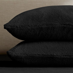 Teddy Fleece Pillowcase Pair Warm & Cosy Bedding Cover Only - Beach Stone