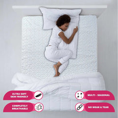 Waterproof Floral Pattern Terry Towel Mattress Protector - Beach Stone