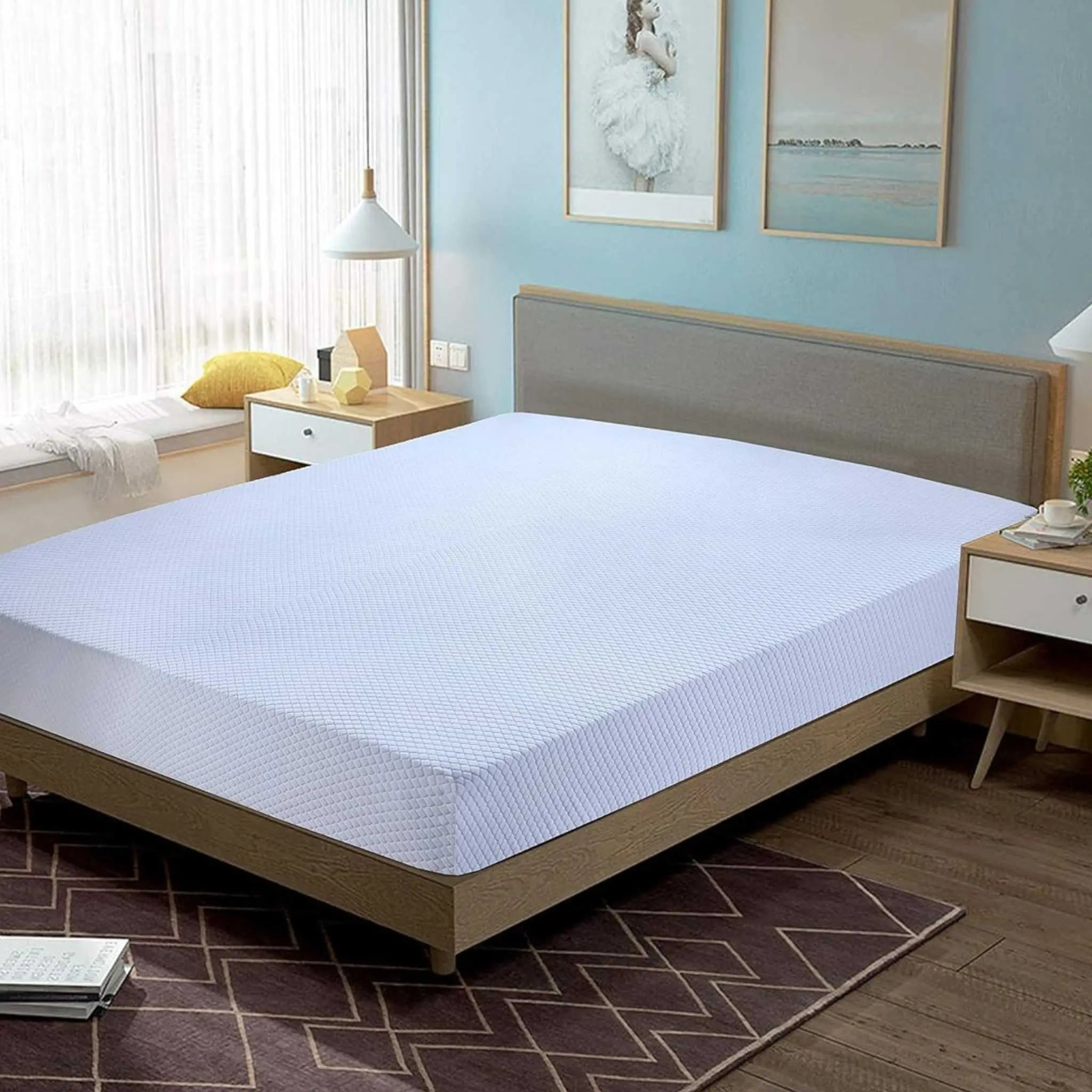 Microfiber Polyester Diamond Pattern Terry Towel Fitted Sheet - Beach Stone