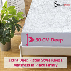 Waterproof Floral Pattern Terry Towel Mattress Protector - Beach Stone