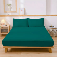 3 Piece Fitted Sheet 800-TC Egyptian Cotton Bottom Fitted Sheet Soft Fitted Sheets Fitted Sheet, Deep Pocket 16 Inch Fitted Sheet Queen Size Teal - Beach Stone