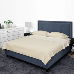 Flannelette Flat Bed Sheet 100% Cotton with Pillowcase Covers - Beach Stone