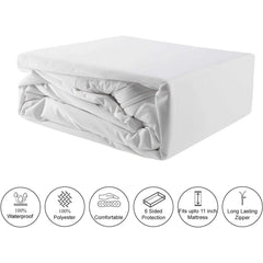 Waterproof Polyester Zipped Mattress Protector - Beach Stone