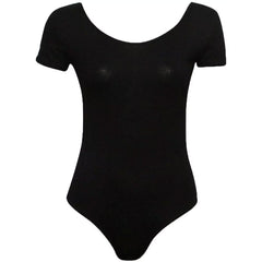 Cap Sleeve Stretch Bodysuit for Women Plain Slim Fit Scoop Neck Leotard