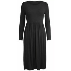 Ladies Women Frankie Swing Dress Flared Skater Jersey Long Sleeve Midi Dress