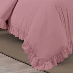 Ruffle Frilled Duvet Cover & Pillow Case Bedding Set - Beach Stone