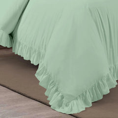 Ruffle Frilled Duvet Cover & Pillow Case Bedding Set - Beach Stone