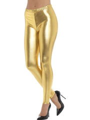 Girls Shiny Leggings Dance Gymnastics Elasticated Casual Active Wear PE Full Length Running Plain Pants Girls Full Length Elastic Waist Metallic Shiny Disco Leggings Age 5-13 Years