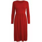 Ladies Women Frankie Swing Dress Flared Skater Jersey Long Sleeve Midi Dress