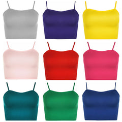 "Women's Sleeveless Strappy Crop Top – Summer Cami Bralette Vest