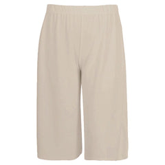Womens Ladies Plain 3/4 Length Short Palazzo Trousers Casual Wide Leg Culottes Pants Plus Sizes UK 8-26