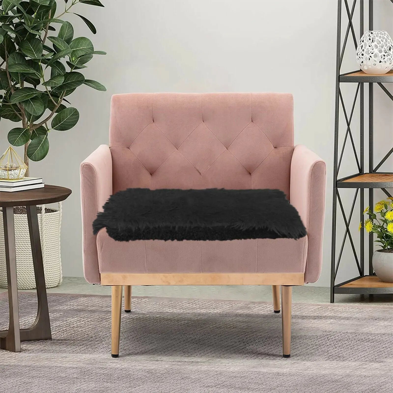 Tie On Chair Seat Pads Kitchen Seat Teddy Cuddles Fur Cushions Dining Garden Pad - Beach Stone