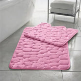 Pebbles Memory Foam Bath Mat Set 2 Piece Non Slip Pedestal & Bath Toilet Rug - Beach Stone