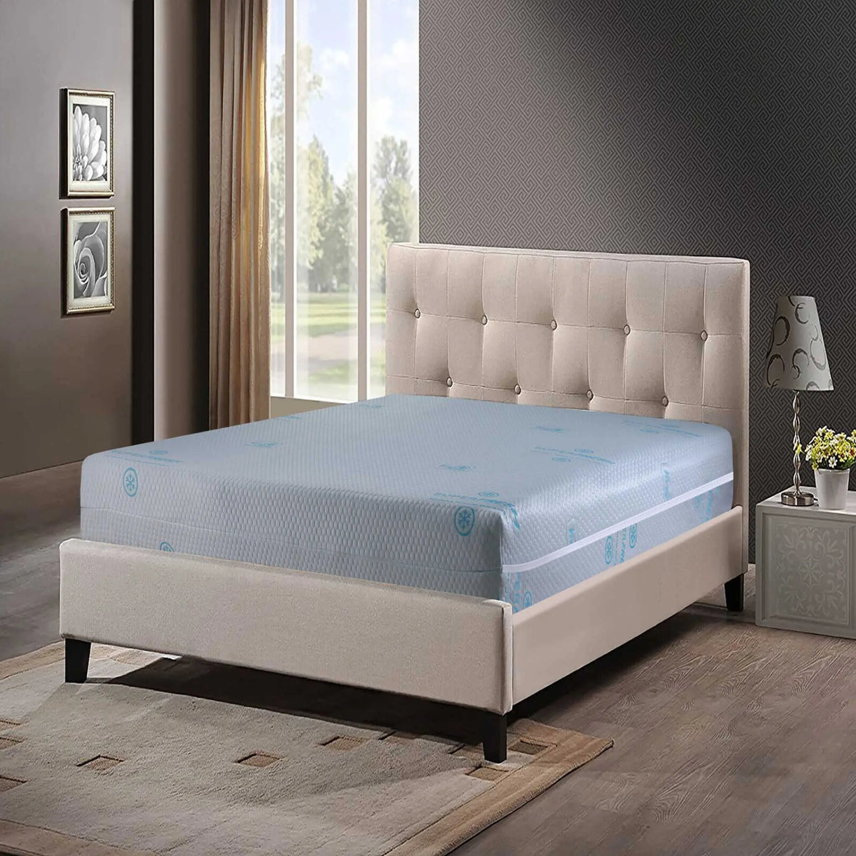 Queen Size Waterproof Mattress Protector, Viscose Made from Bamboo Cooling Mattress Cover Breathable Soft 3D Air Fabric Noiseless Mattress Pad Cover 8"-21" Deep Pocket - Beach Stone