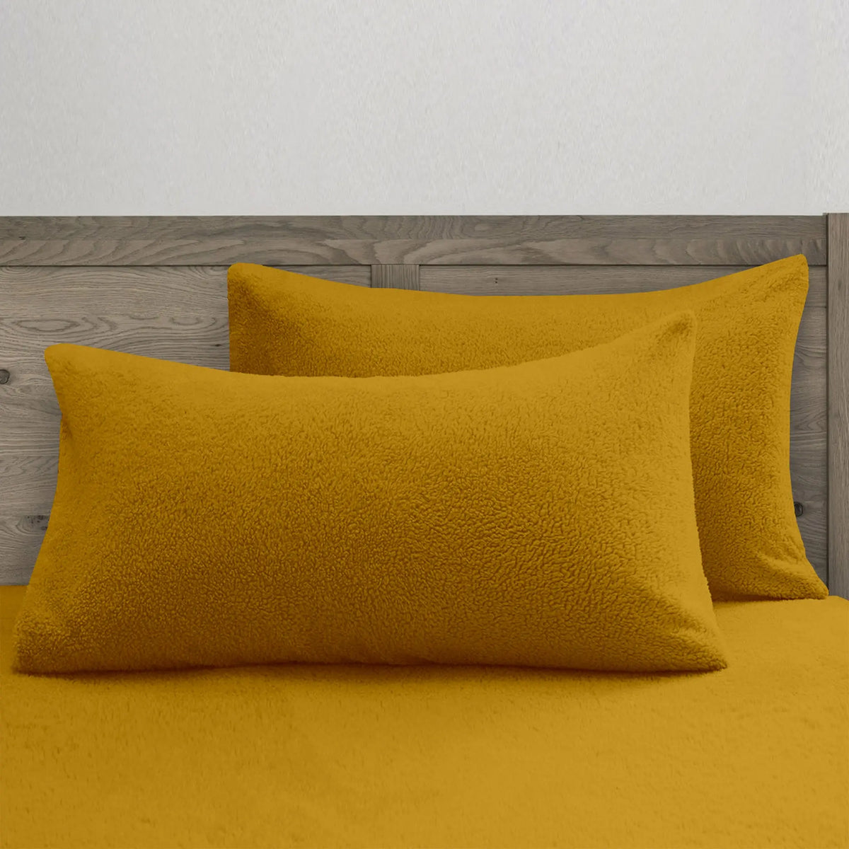 Teddy Fleece Pillowcase Pair Warm & Cosy Bedding Cover Only - Beach Stone