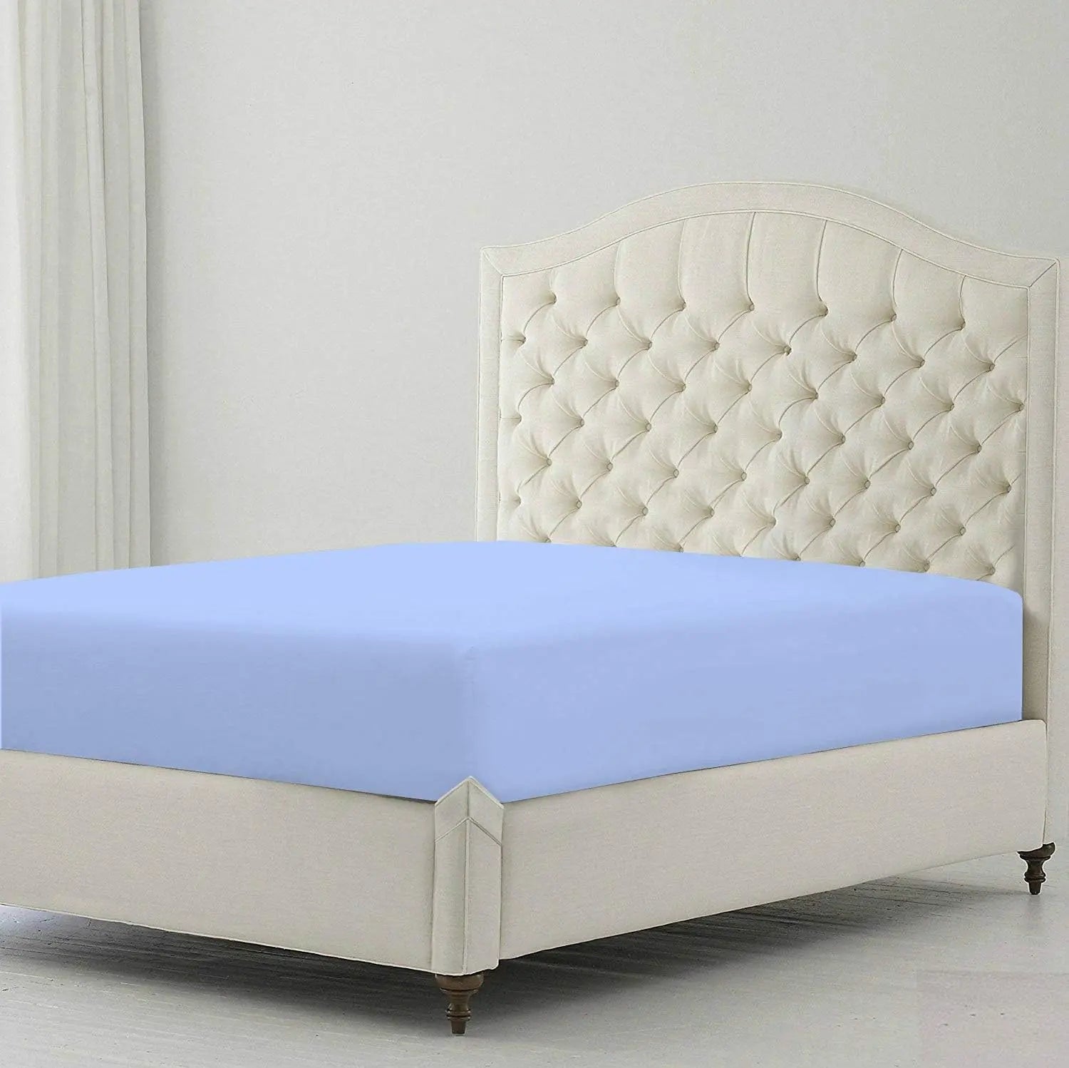 100% Egyptian Cotton 16" 40CM Extra deep Fitted Sheets 7 Colours Single Double King Super King (Sky Blue, Super King) - Beach Stone