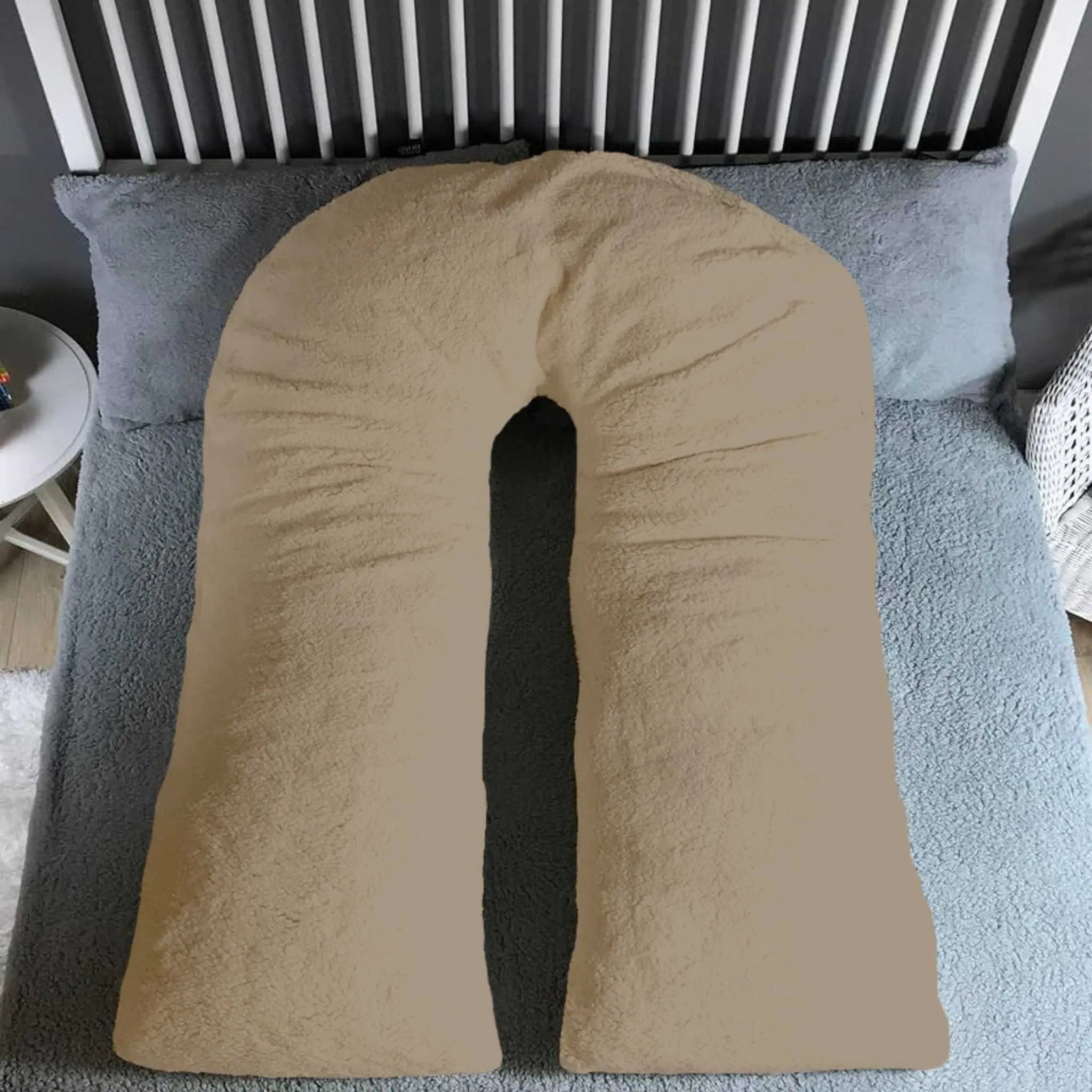 U Shaped 9FT Teddy Fleece Full Body Pillowcase - Beach Stone