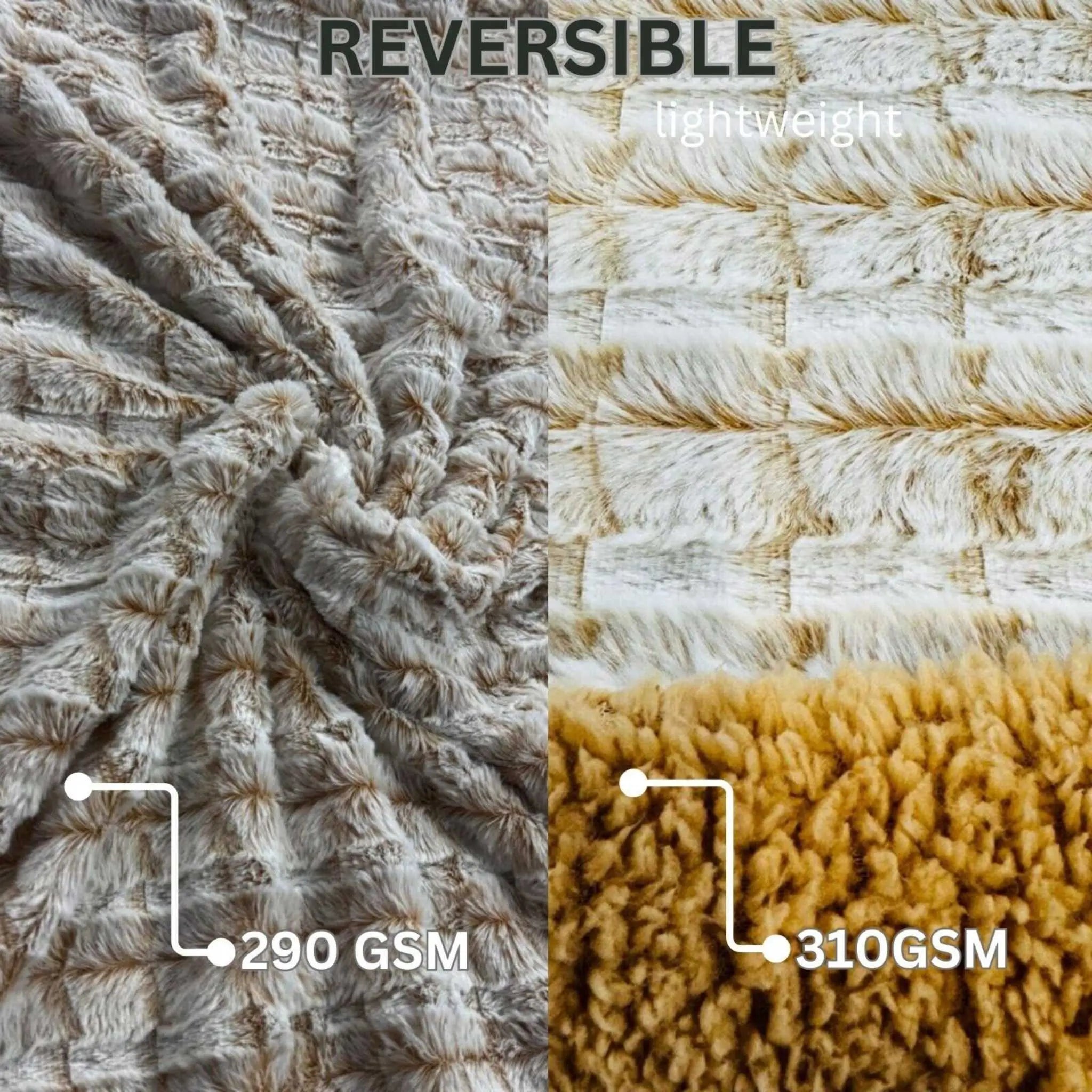 Large Sherpa Fleece Sofa Bed Blanket Faux Fur Throw - Beach Stone
