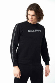 Side View of Men's Sweatshirt with Beach Stone Print