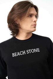Close View of Men's Sweatshirt with Beach Stone Print