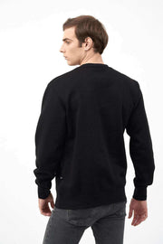 Back View of Crew Neck Men's Sweatshirt with Beach Stone Print
