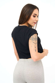 Womens Cropped Capped Sleeve T-Shirt