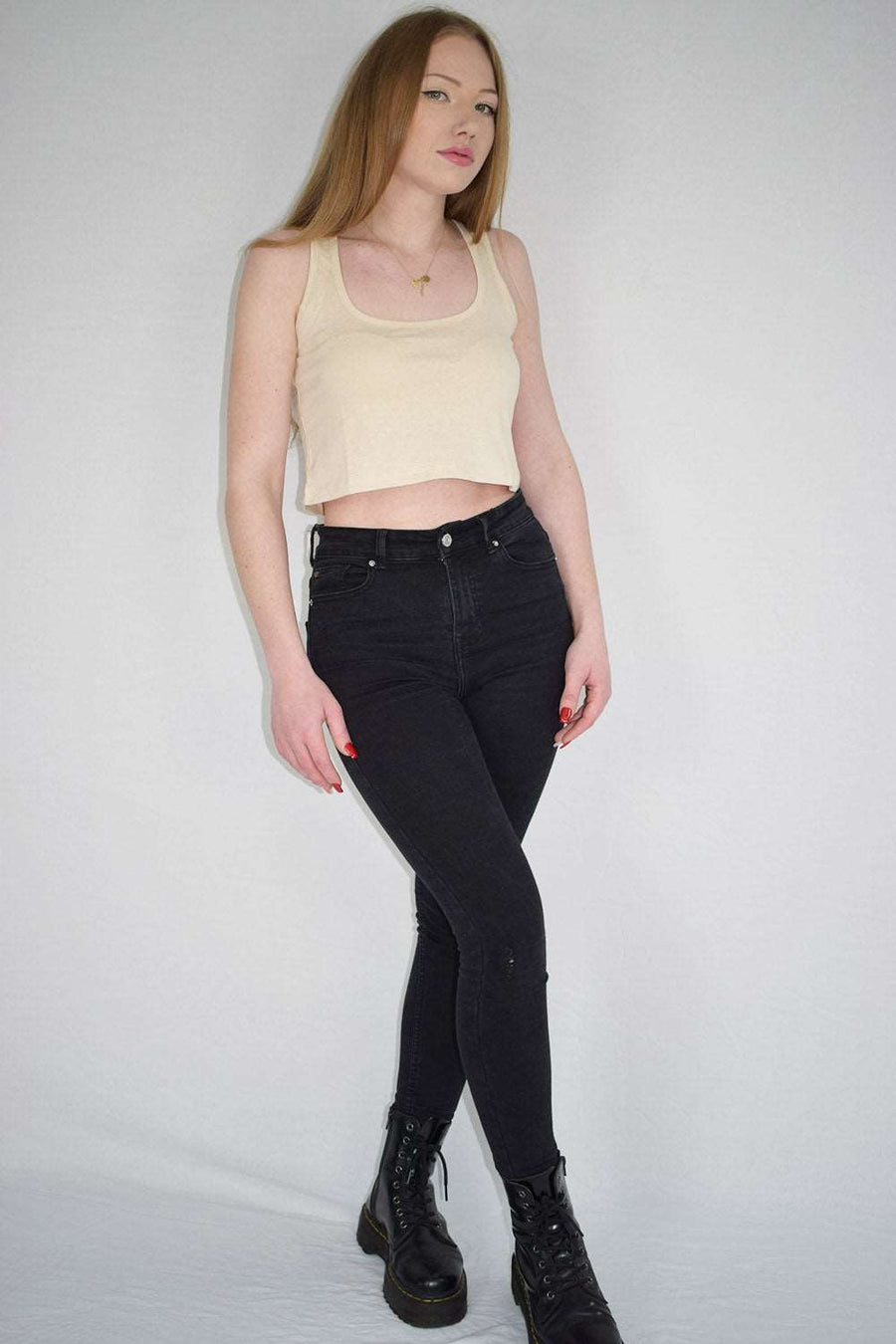 Womens Thick Strap Square Neck Crop Top