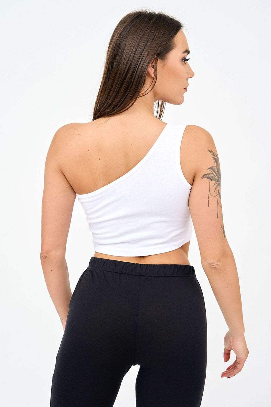 Woman's One Shoulder Crop Top in White