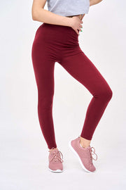 Womens Leggings High Waisted for Gym in Maroon!
