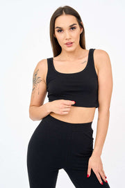 Womens Square Neck Crop Top With Cycling Shorts