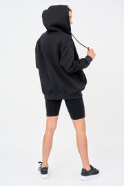 Tracksuit Womens Full Set in Black | Long Sleeve Zipper Hoodie & Shorts