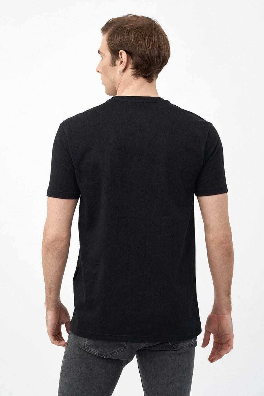 Back View of Men's Short Sleeve Shirts in Black