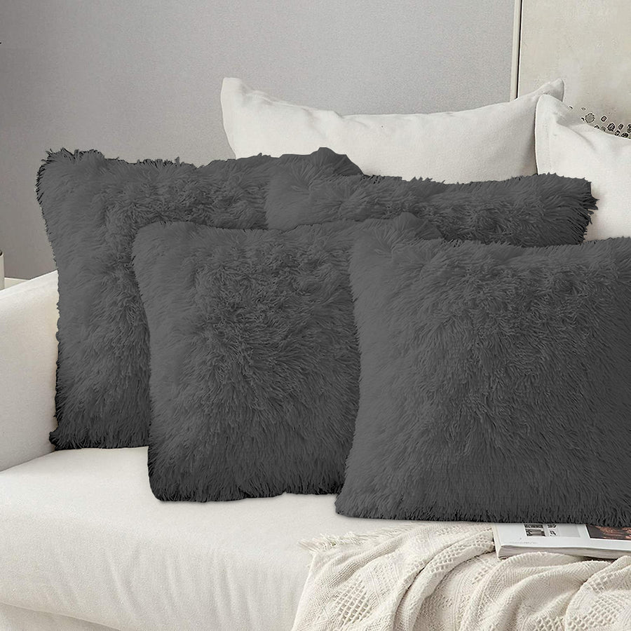 Fluffy Fur 4 Pack Teddy Fleece Cushion Cover