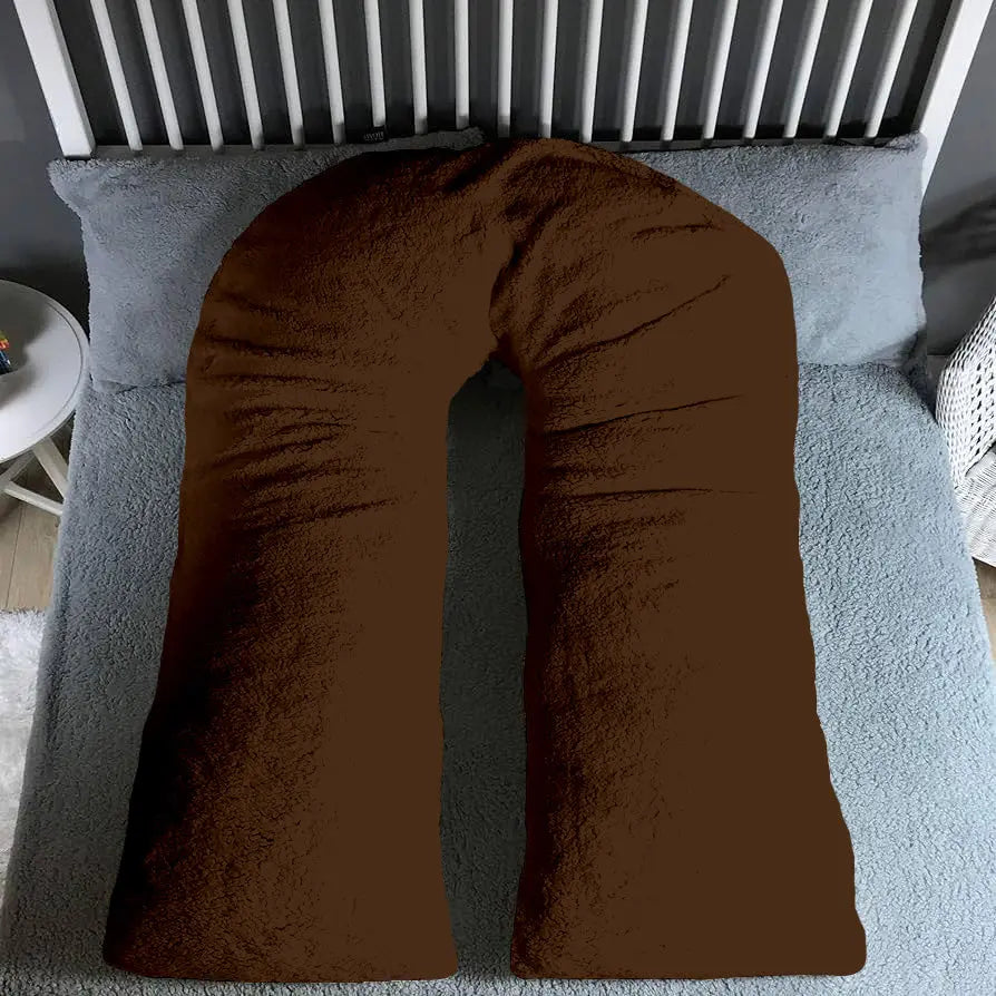 U Shaped 9FT Teddy Fleece Full Body Pillowcase - Beach Stone