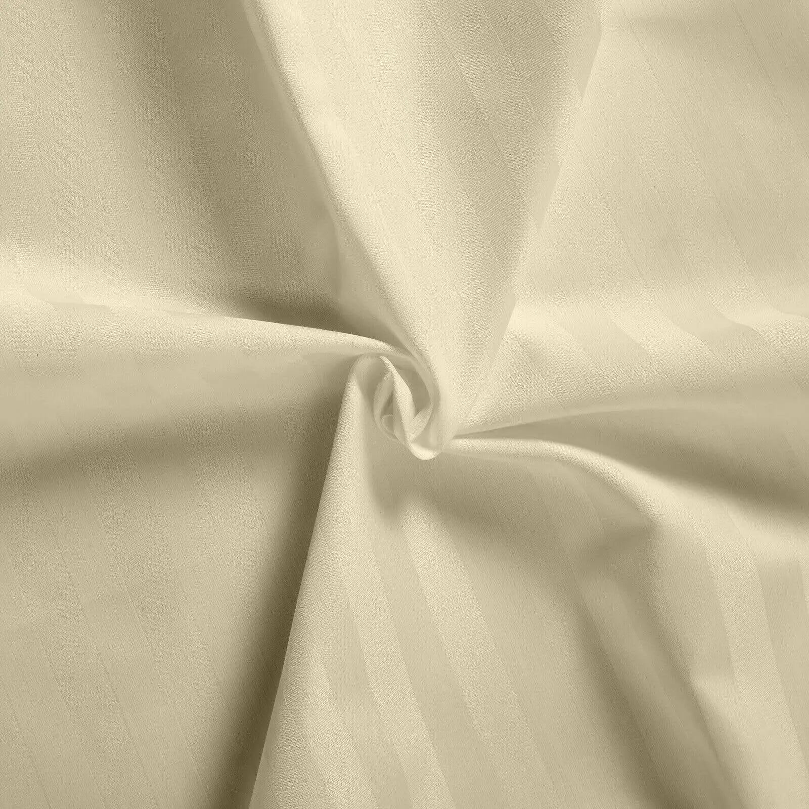 Pastel Yellow Pure Egyptian Cotton Flat Sheet Super King 330 TC 500 Thread Count Equivalent Satin Stripe Bed Sheet - Beach Stone