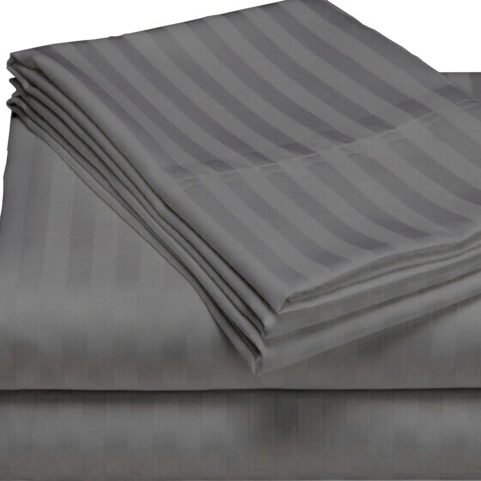 Pastel Yellow Pure Egyptian Cotton Flat Sheet Super King 330 TC 500 Thread Count Equivalent Satin Stripe Bed Sheet - Beach Stone