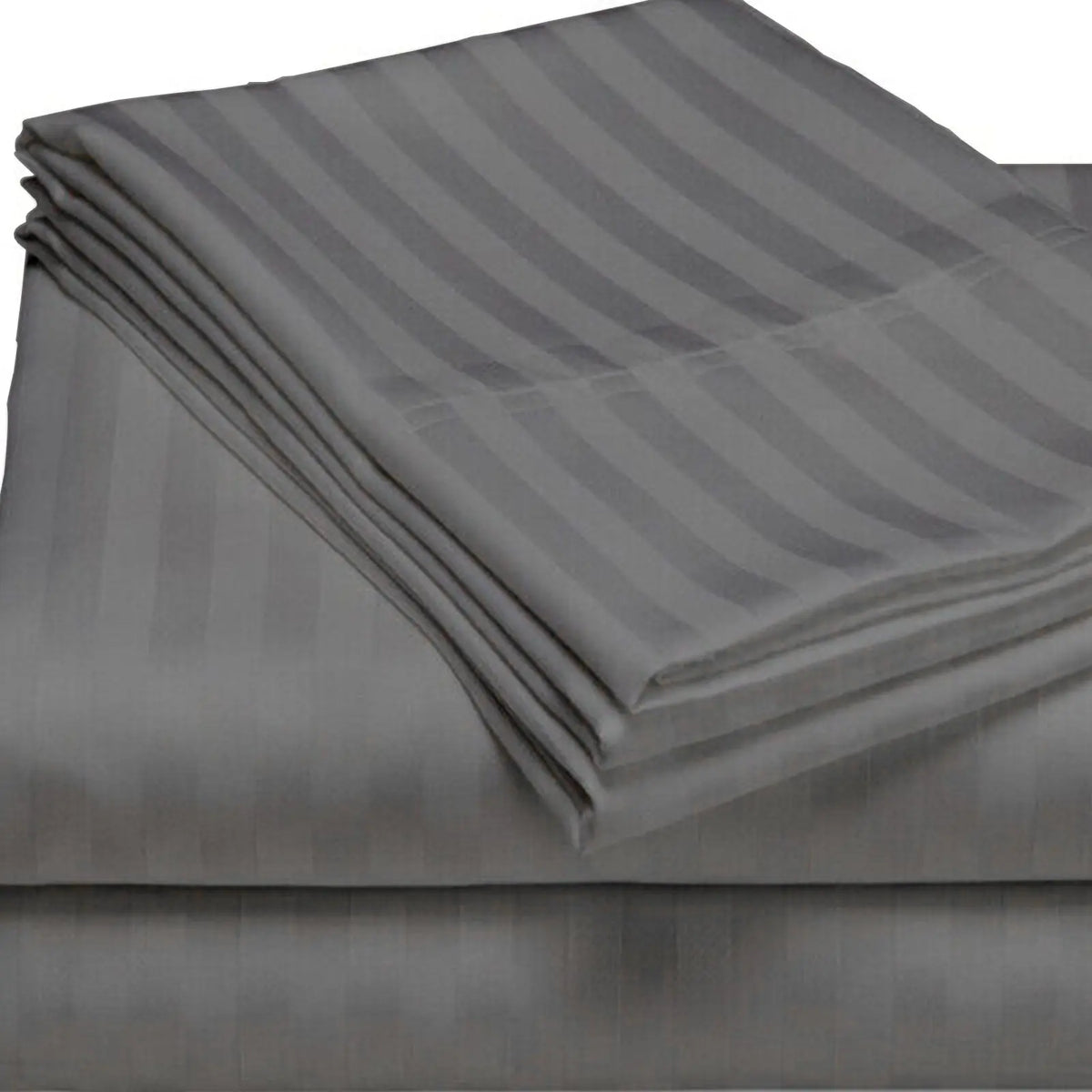 Pastel Yellow Pure Egyptian Cotton Flat Sheet Super King 330 TC 500 Thread Count Equivalent Satin Stripe Bed Sheet - Beach Stone