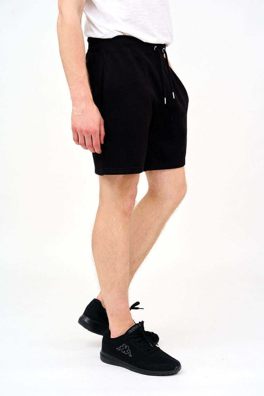 Right Side View of Flexible Men's Gym Shorts in Black for Your Active Lifestyle