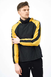 Front View of Men's Hooded Jacket with Colour Block Design