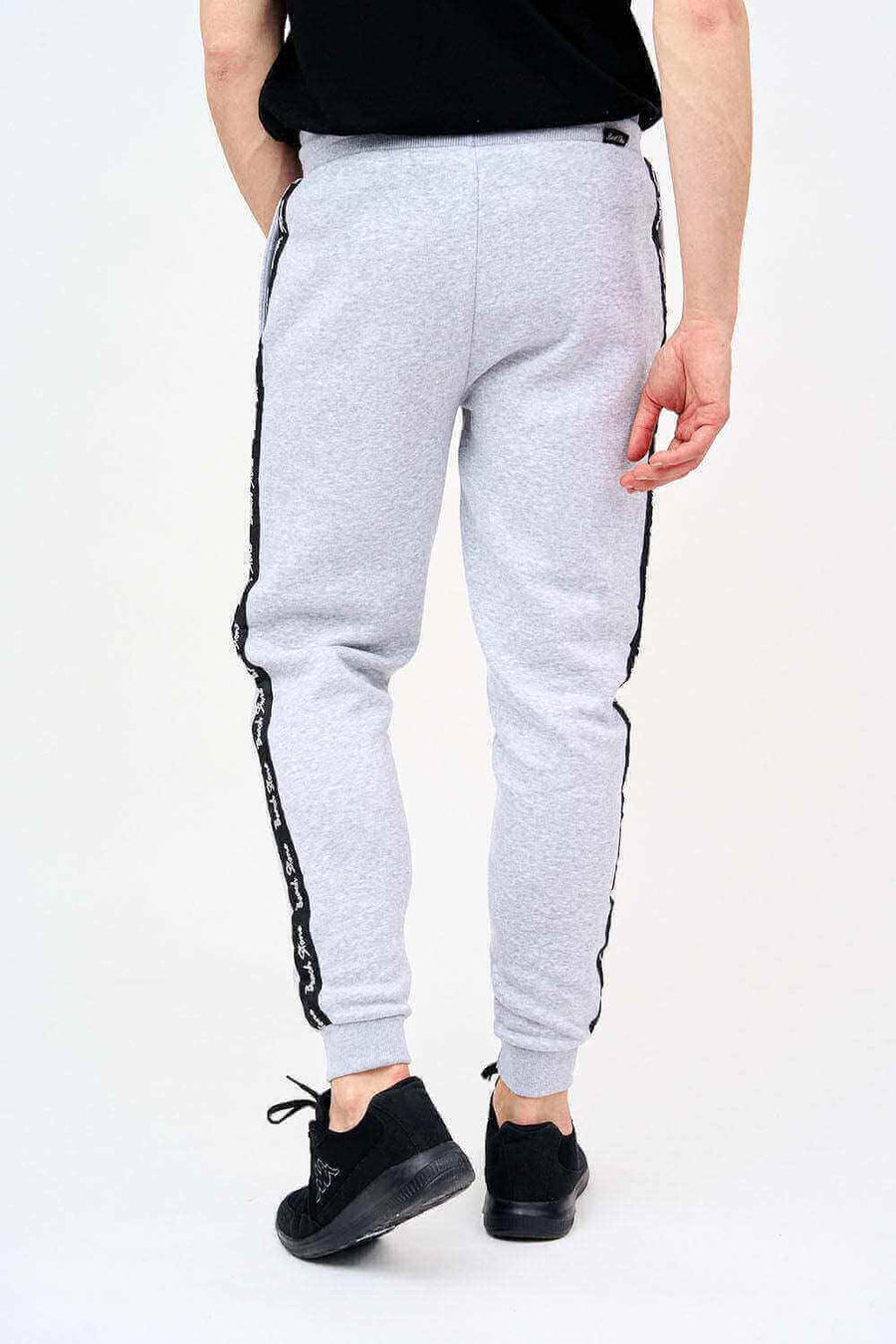 Back View of Men's Skinny Fit Joggers with Side Tape