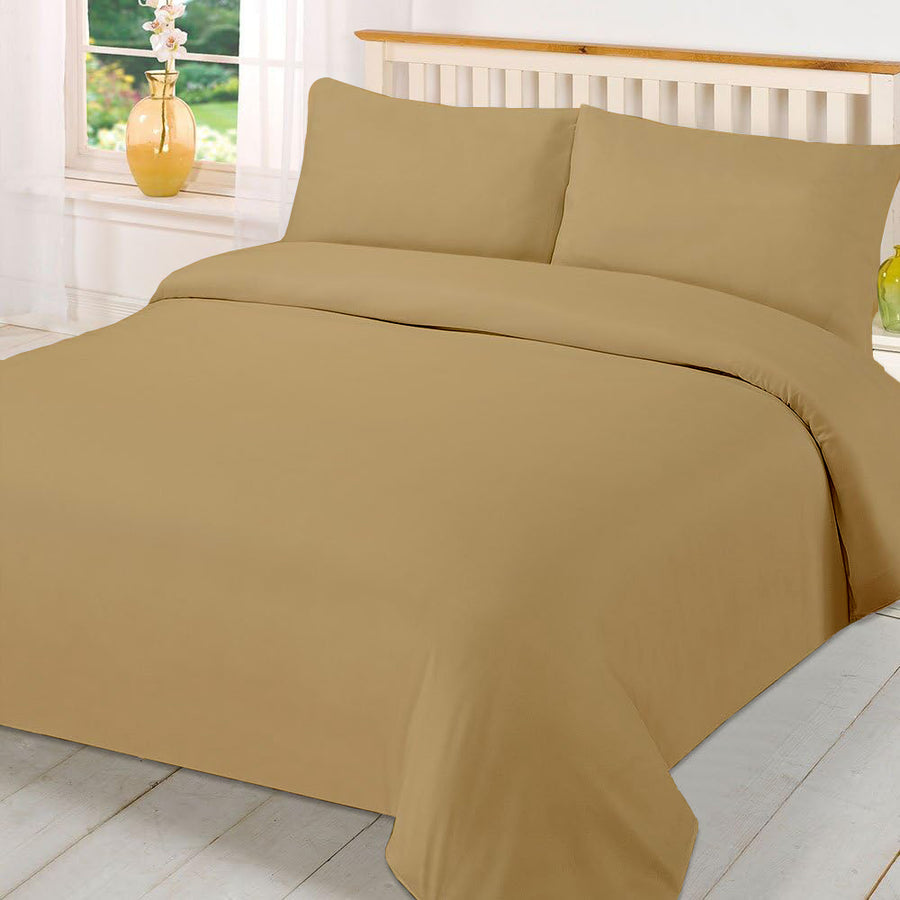 Plain Dyed Polycotton Quilt Duvet cover with Pillow Case Bedding Set