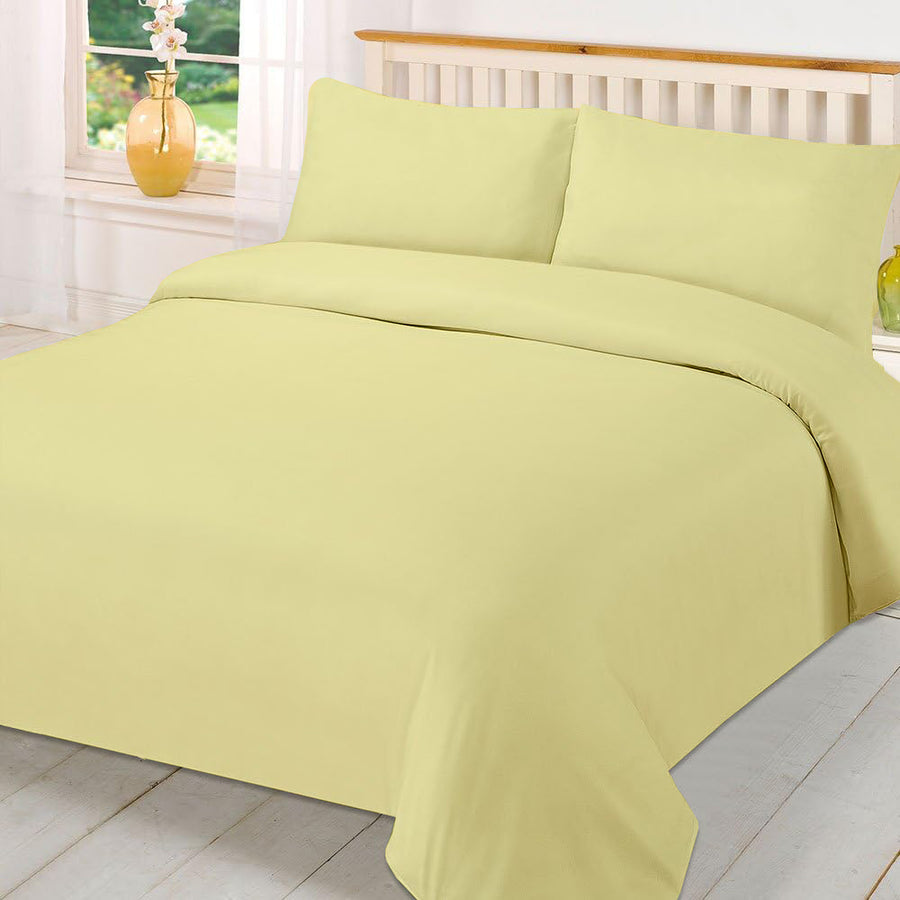 Plain Dyed Polycotton Quilt Duvet cover with Pillow Case Bedding Set
