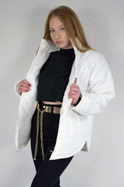 Front Pose for Long Sleeves Oversized White Puffer Jacket for Women