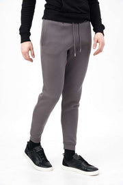 Right Side View of Mens Cuff Skinny Fit Joggers with Embroidered BS