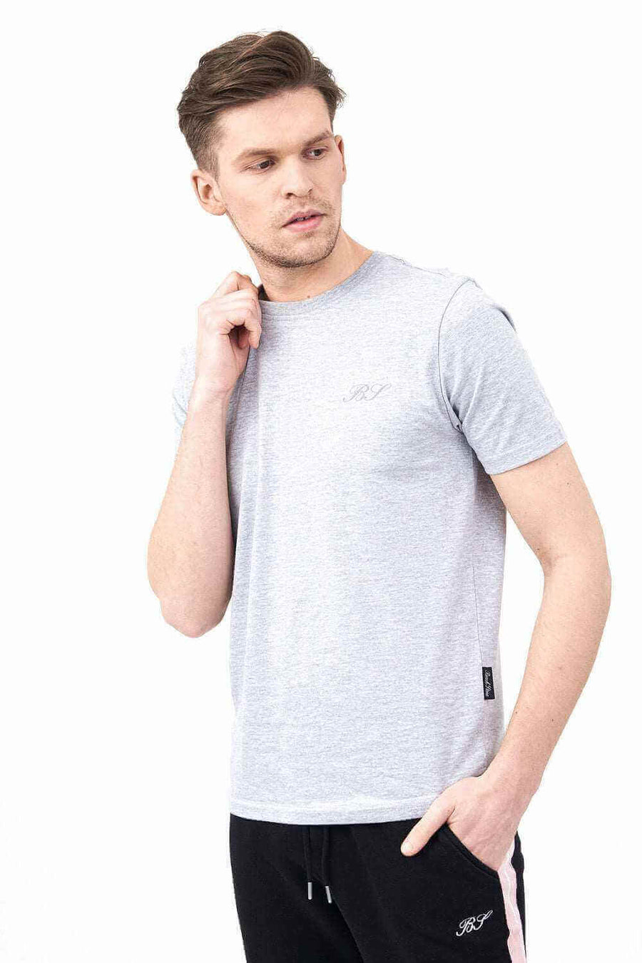 Right Side of Men's Short Sleeve Shirts in Grey