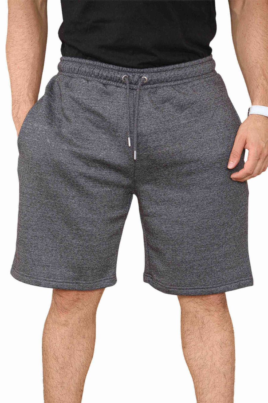 Front View of Men's Gym Shorts in Charcoal for Your Active Lifestyle