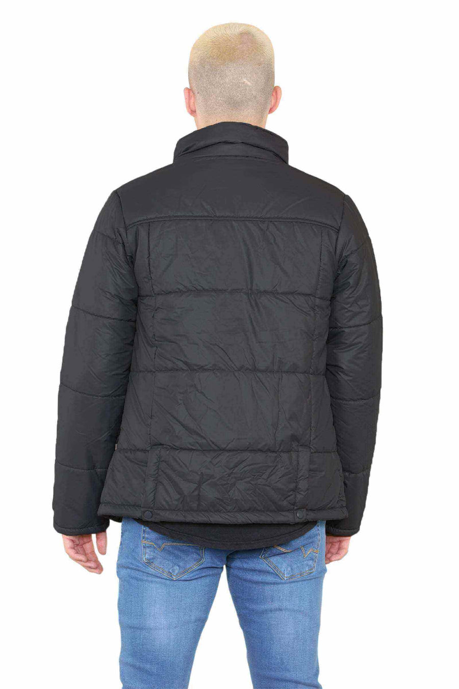 Back View of Men's Puffer Jacket in Black