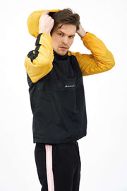 Side View of Men's Hooded Jacket with Colour Block Design